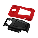 REIKO ZTE SONATA 4G HYBRID HEAVY DUTY CASE WITH KICKSTAND IN RED BLACK