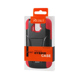 REIKO ZTE SONATA 4G HYBRID HEAVY DUTY CASE WITH KICKSTAND IN RED BLACK