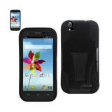 REIKO ZTE GRAND X HYBRID HEAVY DUTY CASE WITH KICKSTAND IN BLACK