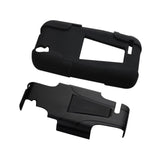 REIKO ZTE GRAND X HYBRID HEAVY DUTY CASE WITH KICKSTAND IN BLACK