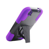 REIKO ZTE GRAND X HYBRID HEAVY DUTY CASE WITH KICKSTAND IN PURPLE BLACK