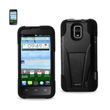 REIKO ZTE SOLAR HYBRID HEAVY DUTY CASE WITH KICKSTAND IN BLACK