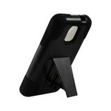 REIKO ZTE SOLAR HYBRID HEAVY DUTY CASE WITH KICKSTAND IN BLACK