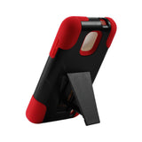 REIKO ZTE SOLAR HYBRID HEAVY DUTY CASE WITH KICKSTAND IN RED BLACK
