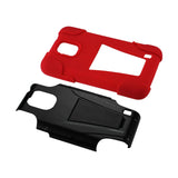 REIKO ZTE SOLAR HYBRID HEAVY DUTY CASE WITH KICKSTAND IN RED BLACK