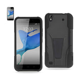 REIKO ZTE QUARTZ HYBRID HEAVY DUTY CASE WITH KICKSTAND IN BLACK