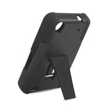 REIKO ZTE QUARTZ HYBRID HEAVY DUTY CASE WITH KICKSTAND IN BLACK