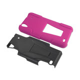 REIKO ZTE QUARTZ HYBRID HEAVY DUTY CASE WITH KICKSTAND IN HOT PINK BLACK