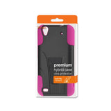 REIKO ZTE QUARTZ HYBRID HEAVY DUTY CASE WITH KICKSTAND IN HOT PINK BLACK