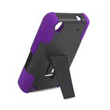 REIKO ZTE QUARTZ HYBRID HEAVY DUTY CASE WITH KICKSTAND IN PURPLE BLACK