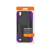 REIKO ZTE QUARTZ HYBRID HEAVY DUTY CASE WITH KICKSTAND IN PURPLE BLACK