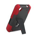 REIKO ZTE QUARTZ HYBRID HEAVY DUTY CASE WITH KICKSTAND IN RED BLACK