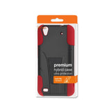 REIKO ZTE QUARTZ HYBRID HEAVY DUTY CASE WITH KICKSTAND IN RED BLACK