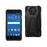 REIKO ZTE CHAPEL HYBRID HEAVY DUTY CASE WITH KICKSTAND IN BLACK
