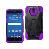 REIKO ZTE CHAPEL HYBRID HEAVY DUTY CASE WITH KICKSTAND IN PURPLE BLACK