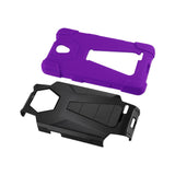 REIKO ZTE CHAPEL HYBRID HEAVY DUTY CASE WITH KICKSTAND IN PURPLE BLACK