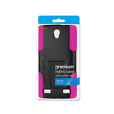 REIKO ZTE ZMAX 2 HYBRID HEAVY DUTY CASE WITH KICKSTAND IN HOT PINK BLACK
