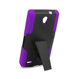 REIKO ZTE ZMAX 2 HYBRID HEAVY DUTY CASE WITH KICKSTAND IN PURPLE BLACK