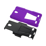 REIKO ZTE ZMAX 2 HYBRID HEAVY DUTY CASE WITH KICKSTAND IN PURPLE BLACK