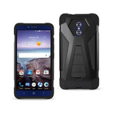 REIKO ZTE GRAND X MAX 2 HYBRID HEAVY DUTY CASE WITH KICKSTAND IN BLACK