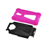 REIKO ZTE GRAND X MAX 2 HYBRID HEAVY DUTY CASE WITH KICKSTAND IN HOT PINK BLACK
