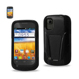 REIKO ZTE PRELUDE HYBRID HEAVY DUTY CASE WITH KICKSTAND IN BLACK