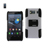 REIKO MOTOROLA DROID RAZR HD HYBRID CASE WITH HORIZONTAL KICKSTAND IN WHITE BLACK