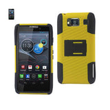 REIKO MOTOROLA RAZR HD HYBRID CASE WITH HORIZONTAL KICKSTAND IN YELLOW BLACK