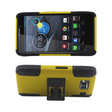 REIKO MOTOROLA RAZR HD HYBRID CASE WITH HORIZONTAL KICKSTAND IN YELLOW BLACK