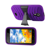 REIKO BLU STUDIO 5.0 HYBRID HEAVY DUTY ANTI SLIP CASE WITH KICKSTAND IN PURPLE BLACK