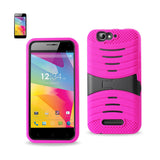REIKO BLU LIFE PRO HYBRID HEAVY DUTY ANTI SLIP CASE WITH KICKSTAND IN HOT PINK BLACK