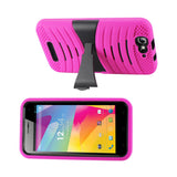 REIKO BLU LIFE PRO HYBRID HEAVY DUTY ANTI SLIP CASE WITH KICKSTAND IN HOT PINK BLACK