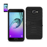 REIKO SAMSUNG GALAXY A3 (2016) HYBRID HEAVY DUTY ANTI SLIP CASE WITH KICKSTAND IN BLACK