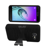 REIKO SAMSUNG GALAXY A3 (2016) HYBRID HEAVY DUTY ANTI SLIP CASE WITH KICKSTAND IN BLACK