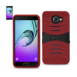 REIKO SAMSUNG GALAXY A3 (2016) HYBRID HEAVY DUTY ANTI SLIP CASE WITH KICKSTAND IN RED BLACK