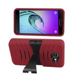 REIKO SAMSUNG GALAXY A3 (2016) HYBRID HEAVY DUTY ANTI SLIP CASE WITH KICKSTAND IN RED BLACK