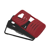 REIKO SAMSUNG GALAXY A3 (2016) HYBRID HEAVY DUTY ANTI SLIP CASE WITH KICKSTAND IN RED BLACK