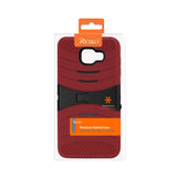 REIKO SAMSUNG GALAXY A3 (2016) HYBRID HEAVY DUTY ANTI SLIP CASE WITH KICKSTAND IN RED BLACK
