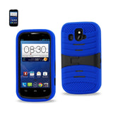 REIKO ZTE OVERTURE HYBRID HEAVY DUTY ANTI SLIP CASE WITH KICKSTAND IN NAVY BLACK