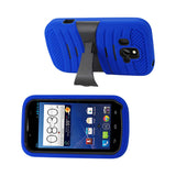 REIKO ZTE OVERTURE HYBRID HEAVY DUTY ANTI SLIP CASE WITH KICKSTAND IN NAVY BLACK