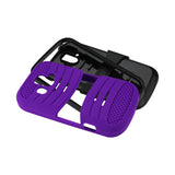 REIKO ZTE OVERTURE HYBRID HEAVY DUTY ANTI SLIP CASE WITH KICKSTAND IN PURPLE BLACK