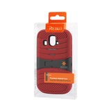 REIKO ZTE OVERTURE HYBRID HEAVY DUTY ANTI SLIP CASE WITH KICKSTAND IN RED BLACK