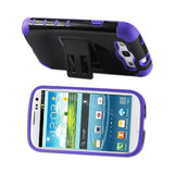 REIKO SAMSUNG GALAXY S3 HYBRID HEAVY DUTY CASE WITH HORIZONTAL KICKSTAND IN BLACK PURPLE