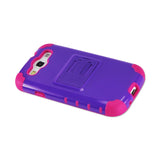 REIKO SAMSUNG GALAXY S3 HYBRID HEAVY DUTY CASE WITH HORIZONTAL KICKSTAND IN PURPLE HOT PINK