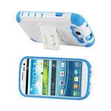 REIKO SAMSUNG GALAXY S3 HYBRID HEAVY DUTY CASE WITH HORIZONTAL KICKSTAND IN BLUE