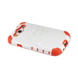 REIKO SAMSUNG GALAXY S3 HYBRID HEAVY DUTY CASE WITH HORIZONTAL KICKSTAND IN WHITE ORANGE
