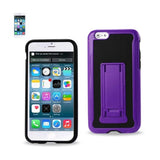 REIKO IPHONE 6 HYBRID HEAVY DUTY CASE WITH VERTICAL KICKSTAND IN BLACK PURPLE