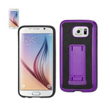 REIKO SAMSUNG GALAXY S6 HYBRID HEAVY DUTY CASE WITH VERTICAL KICKSTAND IN BLACK PURPLE