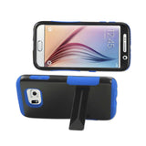 REIKO SAMSUNG GALAXY S6 HYBRID HEAVY DUTY GRIP CASE WITH LOWER KICKSTAND IN NAVY BLACK