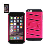 REIKO IPHONE 6 PLUS HYBRID FISHBONE CASE WITH KICKSTAND IN BLACK HOT PINK
